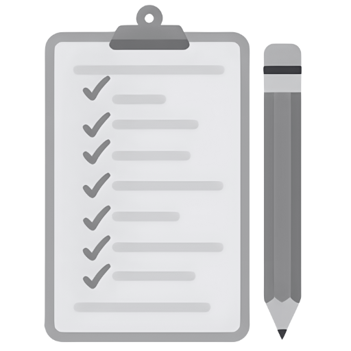 Icono de plan de negocio con portapapeles de lista de tareas y lápiz en tonos grises.